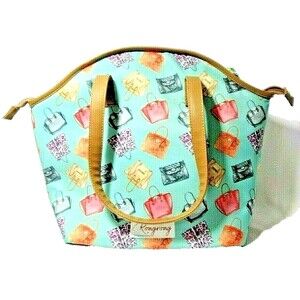 Rongrong DeVoe Handbag Insulated Lunch Tote Purse Blue 12 x 18-in PVC-Free Gift